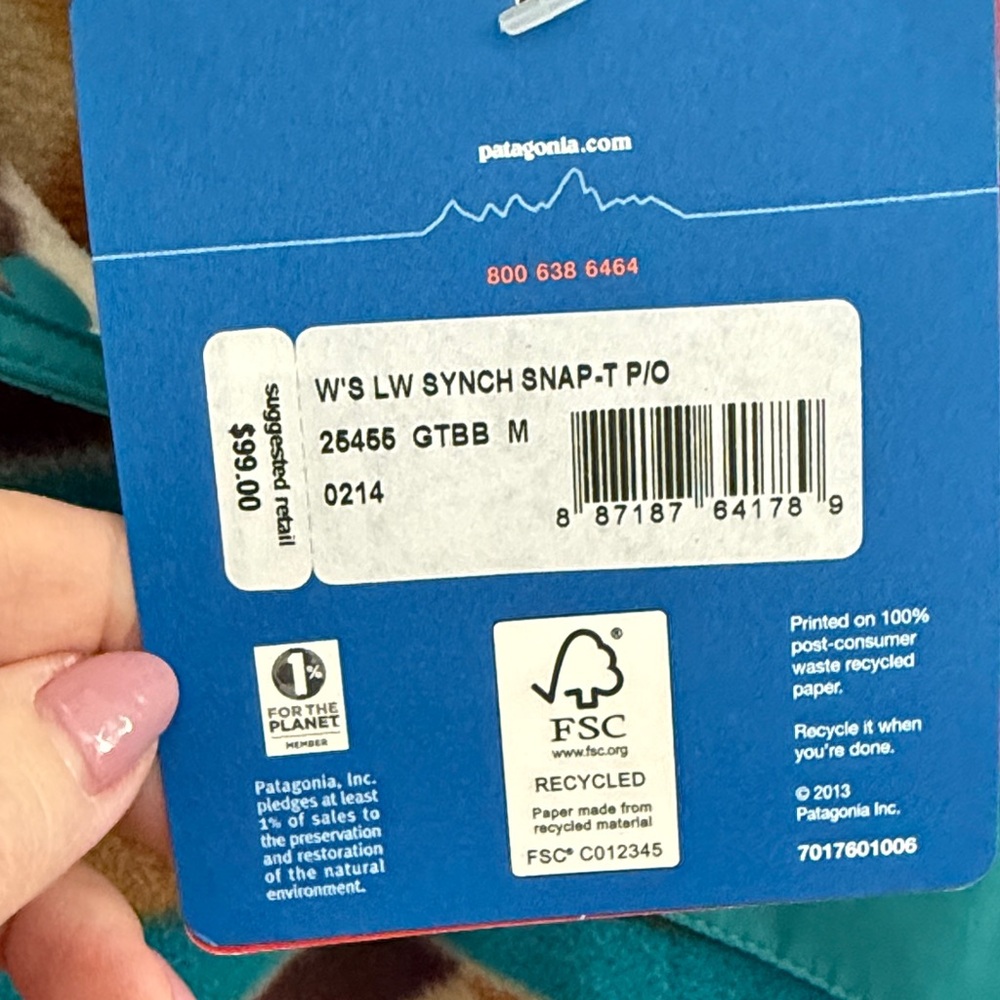 Patagonia Turquoise & Tan Geometric Snap-T Fleece Pullover - Picture 8 of 10